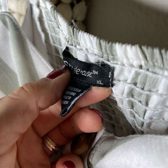 Style House Sage Green Striped Dress - Picture 6 of 7